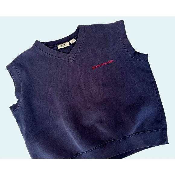 Vintage DUNLOP Golf Sleeveless V Neck Sweatshirt 90s Size Med - Picture 2 of 7